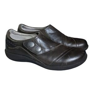 Aetrex Karina Shoes Women's Size 9 - 9.5 Brown Leather Monk Strap Bohemian Mules